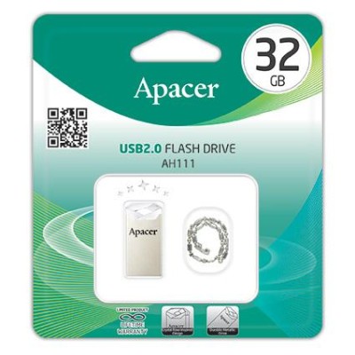 Накопичувач Apacer 32GB USB 2.0 Type-A AH111 Срібний (AP32GAH111CR-1)