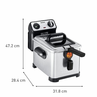 Фритюрниця Tefal Filtra Pro, 2400Вт, ємність-3л, механічне керув., від 150°C до 190°C нержавіюча сталь, чорний (FR511170)
