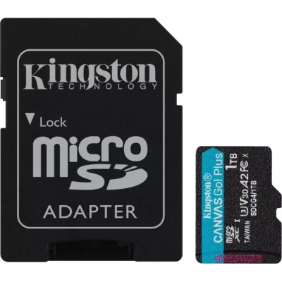 Карта пам'яті Kingston MicroSDXC 1TB Canvas Go Plus Gen4 200MB/s A2 U3 V30 + SD-адаптер (SDCG4/1TB)