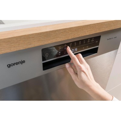 Посудомийна машина Gorenje, 16компл., A+++, 60см, дисплей, 3 кошика, AquaStop, сірий (GS643E90X)