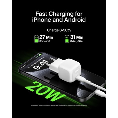 Зарядний пристрій мережевий Belkin 20Вт USB-C PD PPS, білий