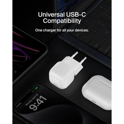 Зарядний пристрій мережевий Belkin 20Вт USB-C PD PPS, білий