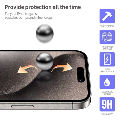 Захисне 3D скло Blueo Hot Bending для Apple iPhone 15 Pro (6.1") (+ аппликатор) Чорний Захисне 3D скло Blueo Hot Bending для Apple iPhone 15 Pro (6.1") (+ аппликатор) Чорний