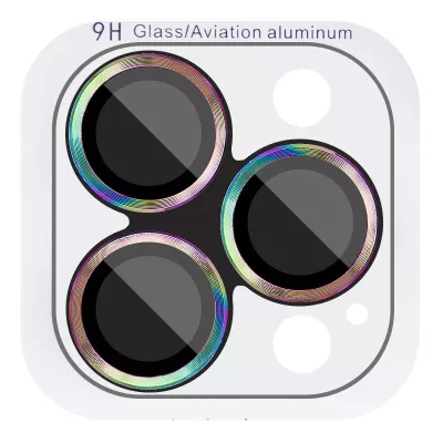 Захисне скло Metal Classic на камеру (в упак.) для Apple iPhone 16 Pro (6.3") / 16 Pro Max (6.9") Бузковий / Rainbow