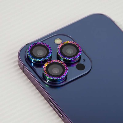 Захисне скло Metal Shine на камеру (в упак.) для Apple iPhone 15 Pro (6.1") / 15 Pro Max (6.7") Бузковий / Rainbow Захисне скло Metal Shine на камеру (в упак.) для Apple iPhone 15 Pro (6.1") / 15 Pro Max (6.7") Бузковий / Rainbow