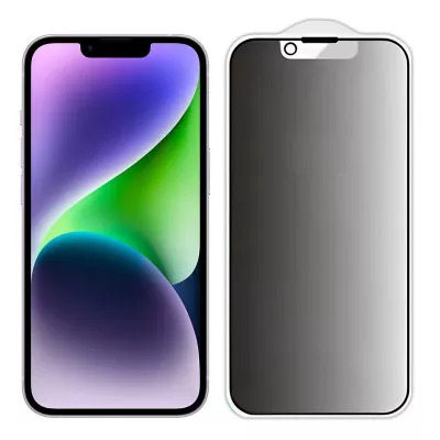 Захисне скло iPhone 13/13 Pro/14/16e Privacy 5D Matte (тех.пак) Чорний