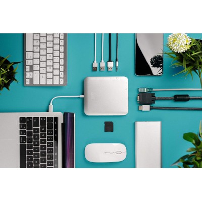 Хаб DIGITUS USB-C > HDMI/VGA/miniDisplayPort/3xUSB-A/USB-C/SD/MicroSD/RJ54/Audio