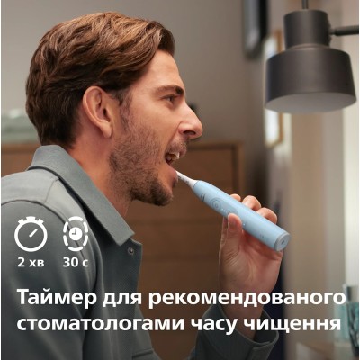 Щітка зубна електр. Philips, Sonicare 6100 Series, 62т. колив/хв, насадок-1, футляр, блакитний (HX7406/02)