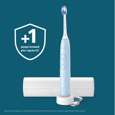 Щітка зубна електр. Philips, Sonicare 6100 Series, 62т. колив/хв, насадок-1, футляр, блакитний (HX7406/02)