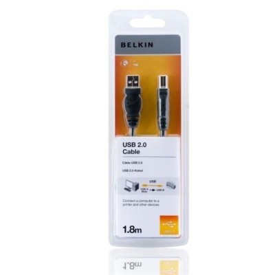 Кабель USB-A > USB-B (AM/BM) заряджання/синхронізації Belkin 1.8м, чорний (F3U154bt1.8M)