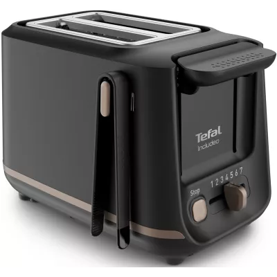 Тостер Tefal Includeo 850Вт, розморожування, щипці, термопластик, чорний (TT533811)