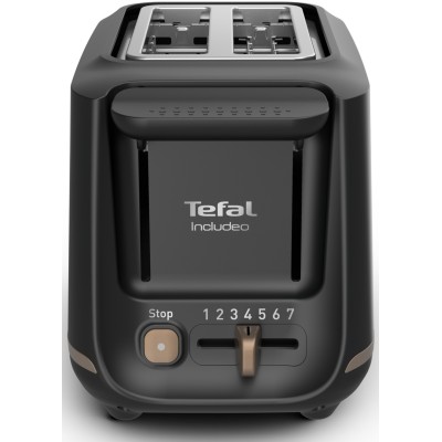 Тостер Tefal Includeo 850Вт, розморожування, щипці, термопластик, чорний (TT533811)