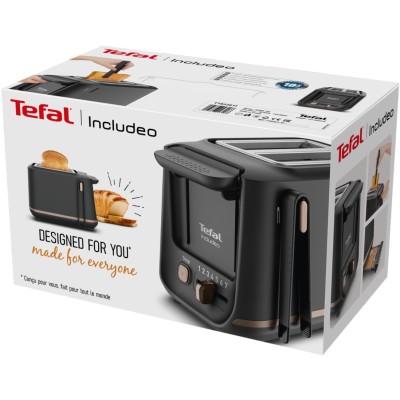 Тостер Tefal Includeo 850Вт, розморожування, щипці, термопластик, чорний (TT533811)