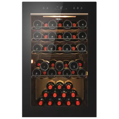 Холодильник Haier для вина, 82x49.7х58, холод.відд.-118л, зон - 1, бут-49, ST, дисплей, чорний (HWS49GAE)