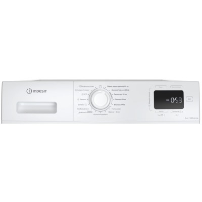 Пральна машина Indesit фронтальна, 6кг, 1000, A+++, 44.6см, дисплей, пара, інвертор, білий (IM600MYTIMEUA)