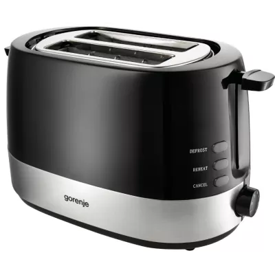 Тостер Gorenje, 850Вт, пластик/ металл , функц. розморож, автовідключення, чорний (T850BK)