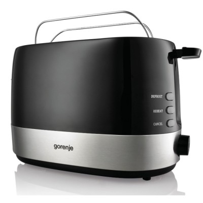 Тостер Gorenje, 850Вт, пластик/ металл , функц. розморож, автовідключення, чорний (T850BK)