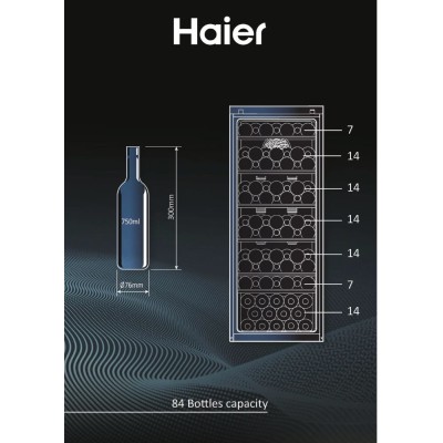 Холодильник Haier для вина, 127x49.7х58, мороз.відд.-198л, зон - 1, бут-84, ST, дисплей, чорний (HWS84GA)