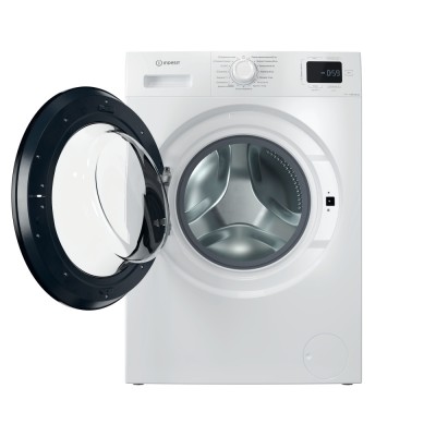 Пральна машина Indesit фронтальна, 7кг, 1200, A+++, 49.6см, дисплей, пара, інвертор, люк чорний, білий (IM712BMYTIMEUA)