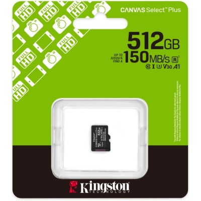 Карта пам'яті Kingston MicroSDXC 512GB Canvas Select Plus Gen3 150MB/s A1 (SDCS3/512GBSP)