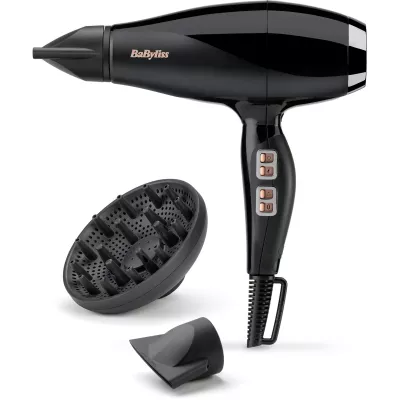 Фен Babyliss Air Power Pro, 2300Вт, 3 режими, дифузор, іоніз-я, хол. обдув, кераміка, чорно-рожевий (6716DE)