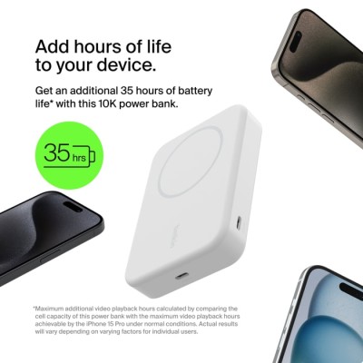 Акумулятор портативний літій-іонний Power Bank Belkin 8000мА·год, 15Вт, MagSafe Qi2, білий (BPD007BTWH)