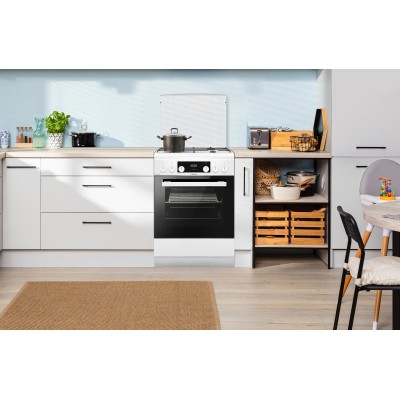 Плита Hansa комбінована, 77л, 60x60см, дисплей, конвекція, чавун, білий (FCMW69329)