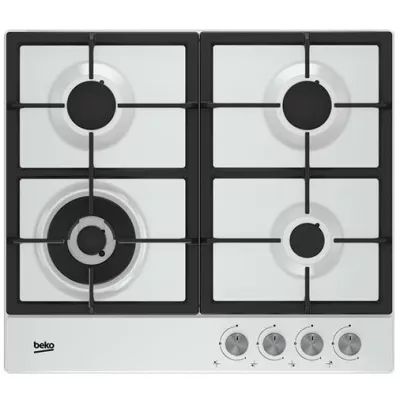 Варильна поверхня Beko газова, 60см, чавун, білий (HIAW64225SW)