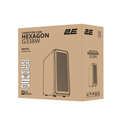 Корпус 2E GAMING Hexagon G338W без БЖ 2xUSB3.0, 1xUSBType-C, 3x120мм ARGB, 1x120мм, VGA 330мм, LCS ready, HUB, TG Side Panel, AT Корпус 2E GAMING Hexagon G338W без БЖ 2xUSB3.0, 1xUSBType-C, 3x120мм ARGB, 1x120мм, VGA 330мм, LCS ready, HUB, TG Side Panel, AT