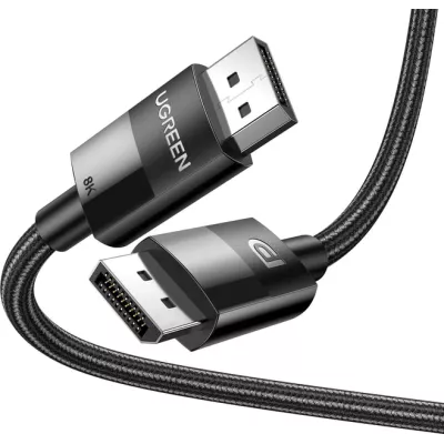 Кабель UGREEN DP114 DP 1.4 Male To Male Plastic Case Braided Cable 1.5m Black (80391)