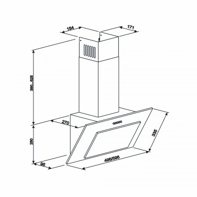 Витяжка з нахилом ELEYUS VERTICAL 470 50 BL Витяжка з нахилом ELEYUS VERTICAL 470 50 BL