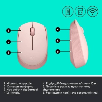 Миша LOGITECH M171 Wireless Mouse - Rose Миша LOGITECH M171 Wireless Mouse - Rose