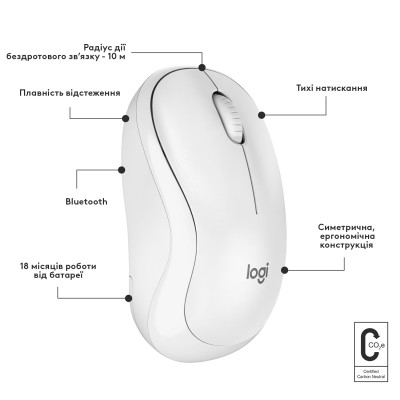 Миша LOGITECH M240 Silent Bluetooth, Off White