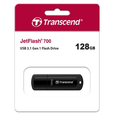 Накопичувач Transcend 128GB USB 3.1 Type-A JetFlash 700 Чорний (TS128GJF700)