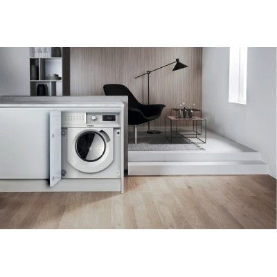 Пральна машина Whirlpool вбудована фронтальна, 7кг, 1400, A+++, 60см, дисплей, пара, інвертор, білий (BIWMWG71484E)