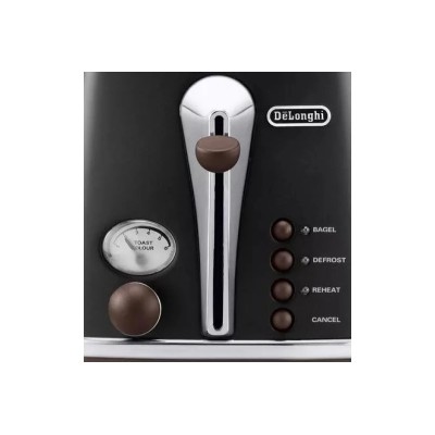 Тостер DeLonghi Icona Vintage 900Вт, метал, односторонній підігрів, чорний (CTOV2103BK)