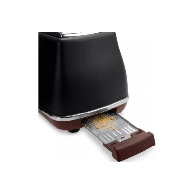 Тостер DeLonghi Icona Vintage 900Вт, метал, односторонній підігрів, чорний (CTOV2103BK)
