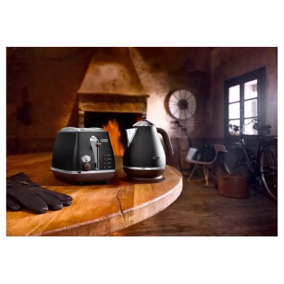 Тостер DeLonghi Icona Vintage 900Вт, метал, односторонній підігрів, чорний (CTOV2103BK)