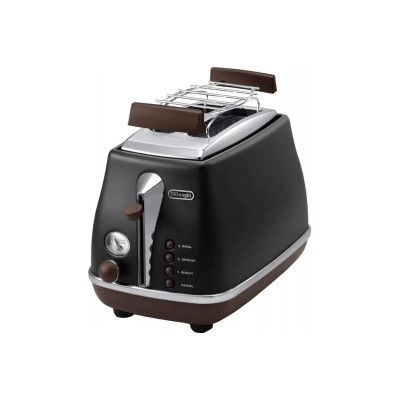 Тостер DeLonghi Icona Vintage 900Вт, метал, односторонній підігрів, чорний (CTOV2103BK)