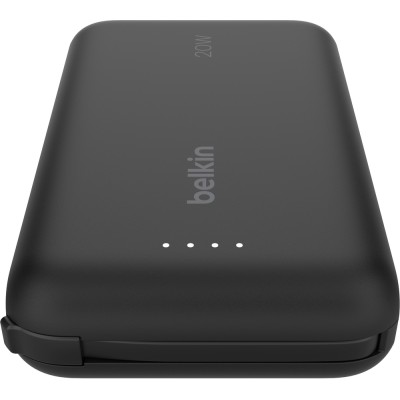 Акумулятор портативний літій-іонний Power Bank Belkin 10000мА·год, 20Вт, з інтегрованим кабелем USB-C, чорний (BPB021HQBK)