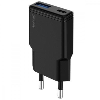Зарядний Пристрій Proove Slender 30W (Type-C + USB) black