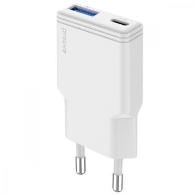 Зарядний Пристрій Proove Slender 30W (Type-C + USB) white