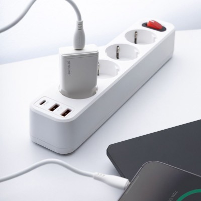 Зарядний Пристрій Proove Slender 30W (Type-C + USB) white