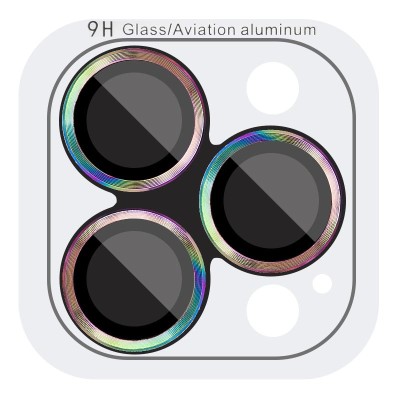 Захисне скло Metal Classic на камеру (у упак.) для Apple iPhone 13 Pro / 13 Pro Max Бузковий / Rainbow