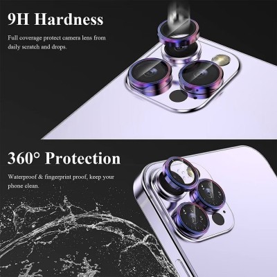 Захисне скло Metal Classic на камеру (у упак.) для Apple iPhone 13 Pro / 13 Pro Max Бузковий / Rainbow