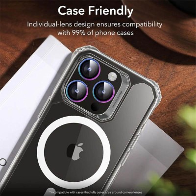 Захисне скло Metal Classic на камеру (у упак.) для Apple iPhone 17 Air (6.6") Бузковий / Rainbow