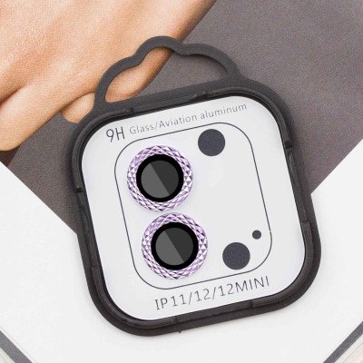 Захисне скло Metal Shine на камеру (у упак.) для Apple iPhone 12 / 12 mini / 11 Фіолетовий / Purple
