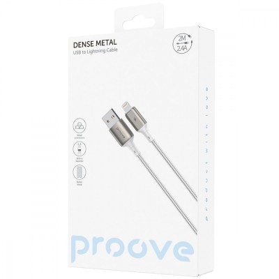 Кабель Proove Dense Metal USB to Lightning 2.4A (2m) (CCDM20001122) white