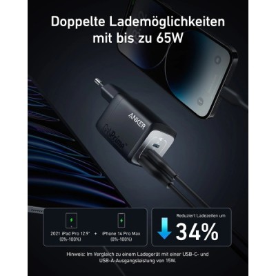 мережева зарядка ANKER GaNPrime Charger - 67W, 2xUSB-C PD & 1xUSB-A (Чорний)