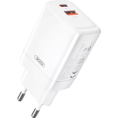 мережева зарядка XO CE16 - 45W PD USB-C & 22.5W QC USB-A (Білий)